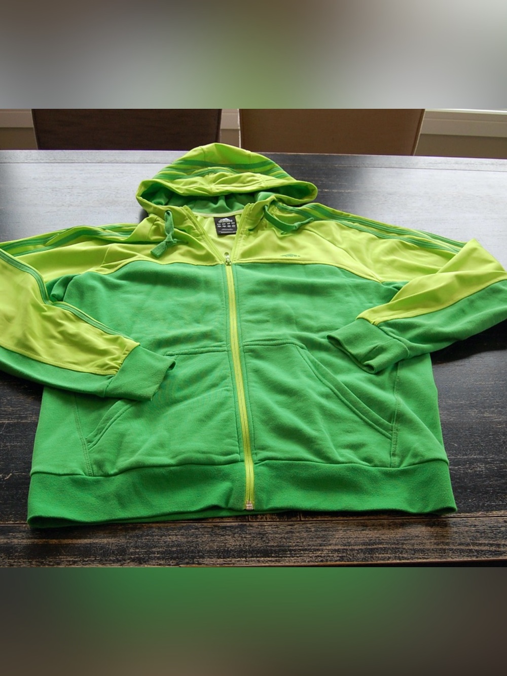 Adidas men’s Lime & Bright Green Hooded Zip Jacket size L